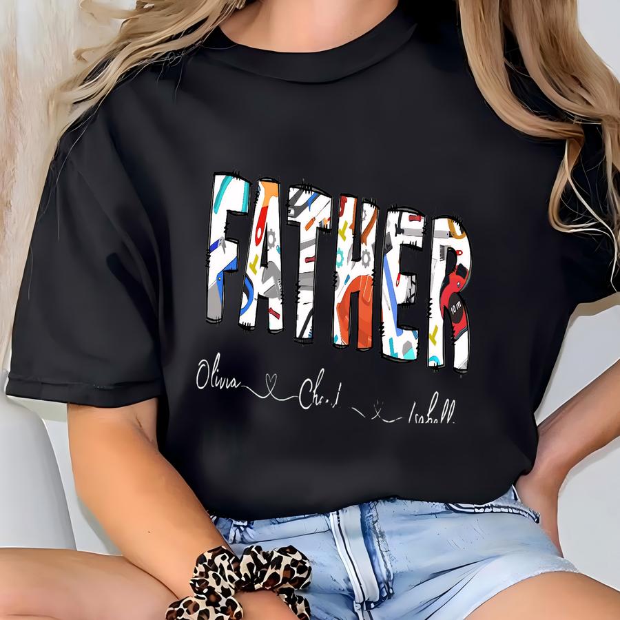 Custom Dad Shirt With Kid Names, Father's Day Gift, New Dad Tshirt, Personalized Dad Hoodie, Custom Kids Names Shirt, Fathers Day Shirt T-shirt