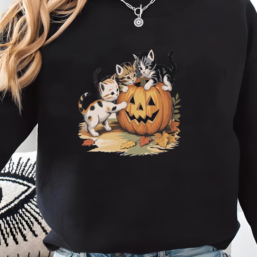 ® Vintage 90s Cat Halloween Shirt, Retro Halloween Shirt, Spooky Season Tee, Pumpkin Shirt, Cat Lover Shirt, Black Cat Shirt Sweatshirt