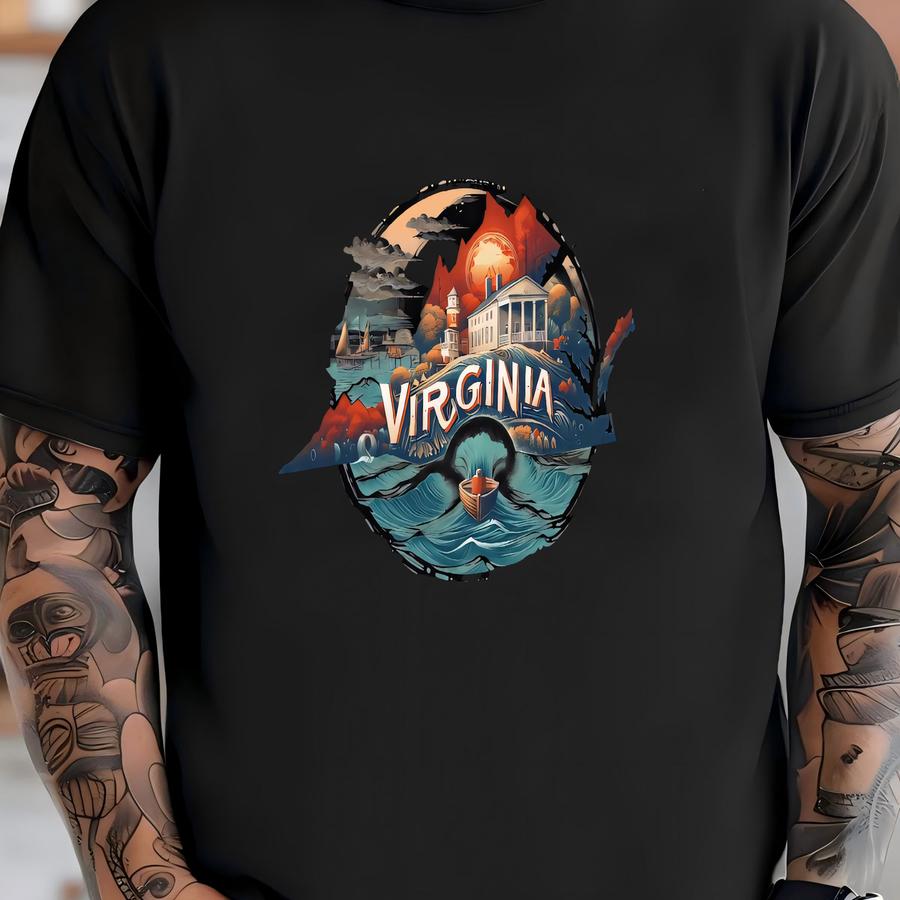 Virginia Graphic Hoodie, Virginia Souvenir, Virginia State Map Sweatshirt, Virginia Trip Gift, Retro State Hoodie, Virginia View Shirt T-shirt