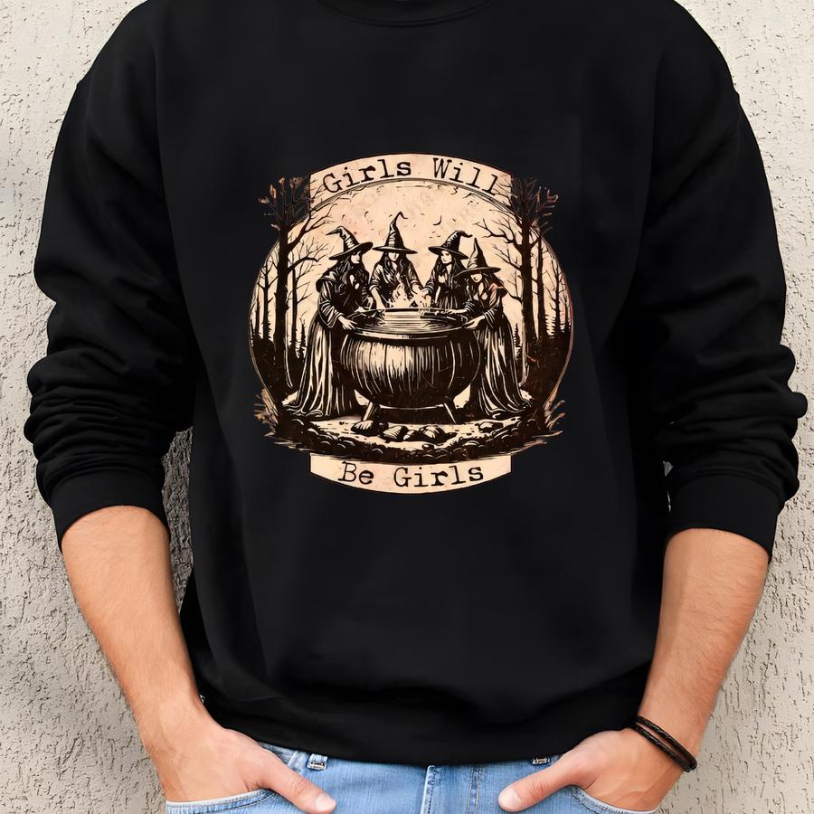 Spooky Season Girls Unisex Garment-dyed Halloween T-shirt, Shirt, Fall Festival Tee, Pumpkin Patch Outfit, Trick Or Treat Sweatshirt