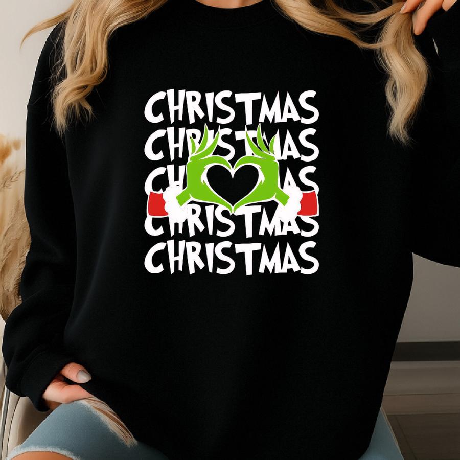 Hand Heart Christmas Sweatshirt, Christmas T-shirt, Gift Shirt, Xmas Hoodie, Es Shirt, Christmas Shirt Sweatshirt
