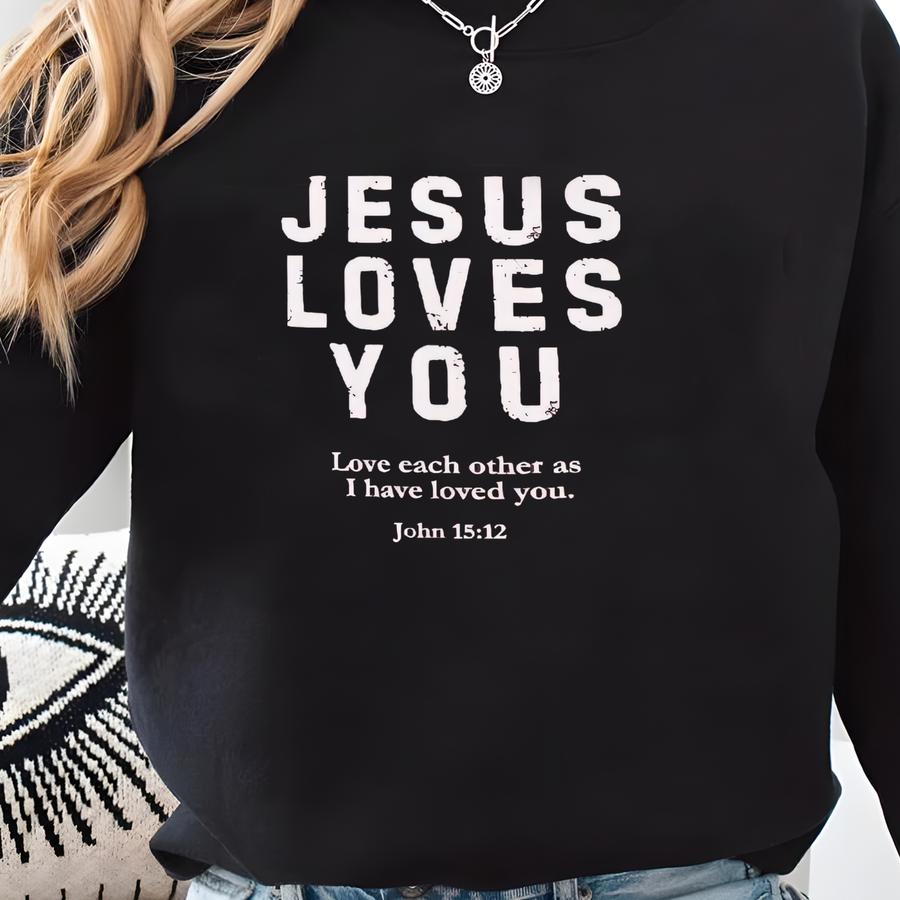 Jesus Loves You Youth Hoodie: Christian Faith Pullover Sweatshirt