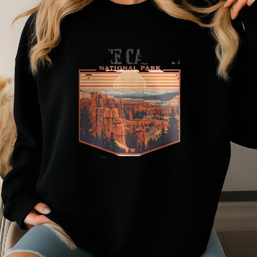 Retro Bryce Canyon National Park Shirt, Vintage Utah Sunset Landscape, Outdoors Lover Sweatshirt Hoodie Sweatshirt