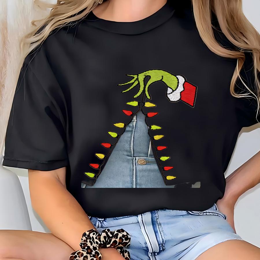 Custom Side Bow Cut-out Sweatshirt, Christmas Bow Embellished Sweatshirt, Funny Hand Sweatshirt, Christmas Gifts T-shirt