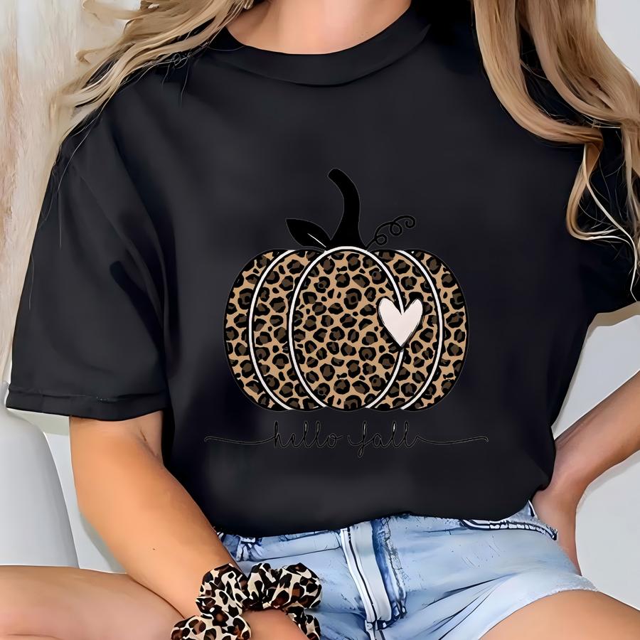 O Fall Shirt, Leopard Pumpkin Shirt, Cheetah Pumpkin Shirt,thanksgiving Shirt, Thankful Shirt,fall Shirt, O Pumpkin,family Matching T-shirt