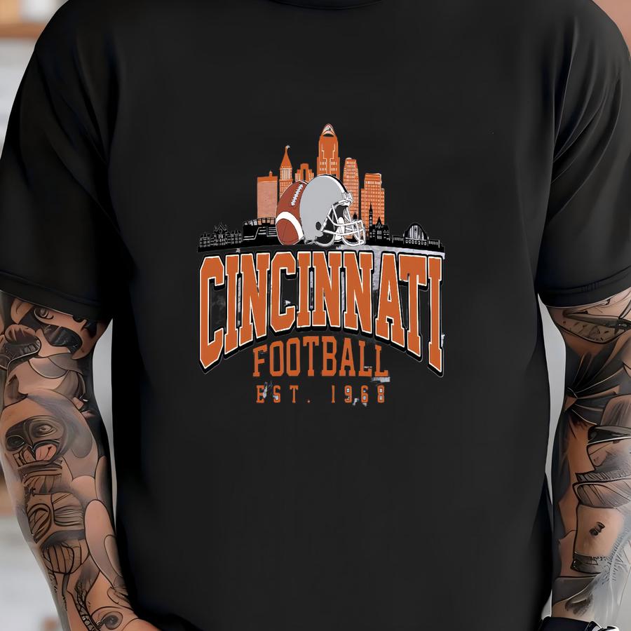 Cincinnati Football Sweatshirt, Vintage Style Cincinnati Football Crewneck, Game Day Football Tee, Sunday Football , Mascot Game Day Tee T-shirt