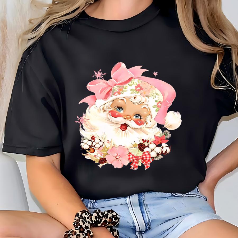 ® Vintage Santa Tee, Retro Santa Claus Sweatshirt, Cute Santa Claus Xmas Tee, Pink Christmasshirt, Christmas Sweatshirt T-shirt