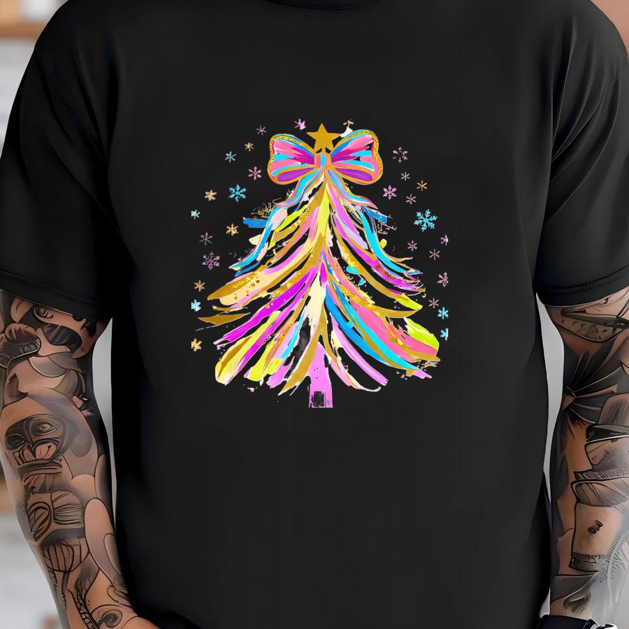 Brushstroke Christmas Tree Sweatshirt, Coquette Tree Shirt, Holiday Tree Shirt, Christmas Gift, Holiday Women's Shirt, Christmas Tree Shirt T-shirt
