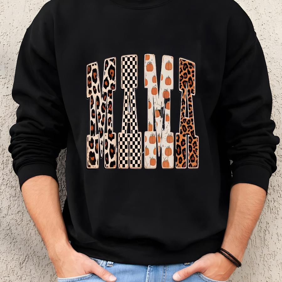 Mama Fall Sweater, Checkered Mama Shirt, Retro Xmas Tee, Autumn Gift For Mom, Cute Mama Shirt, Fall Mama Shirt, Cozy Autumn Shirt, Mama Gift Sweatshirt