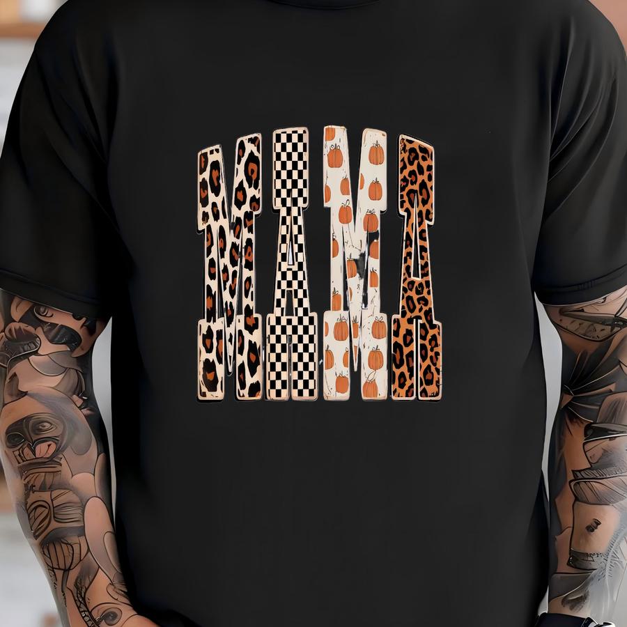 Mama Fall Sweater, Checkered Mama Shirt, Retro Xmas Tee, Autumn Gift For Mom, Cute Mama Shirt, Fall Mama Shirt, Cozy Autumn Shirt, Mama Gift T-shirt