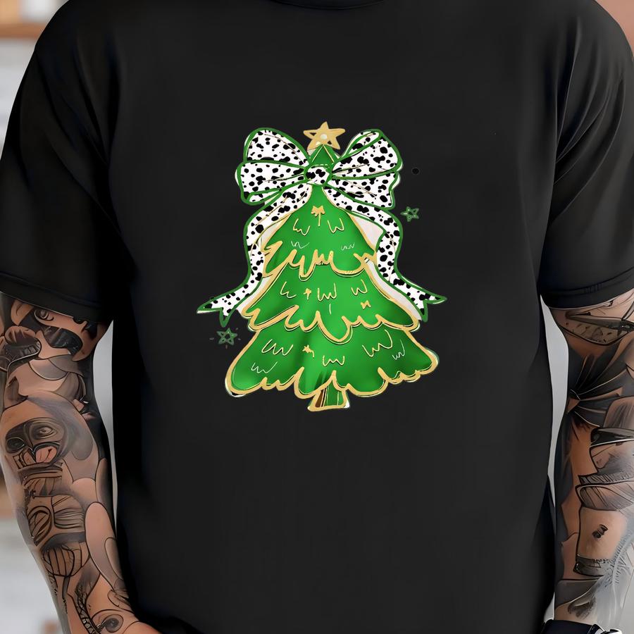 Christmas Tree Sweatshirt, Coquette Tree Holiday Shirt, Holiday Shirt For Women, Christmas Party Sweatshirt, Xmas Gift, Cute Holiday Shirt T-shirt