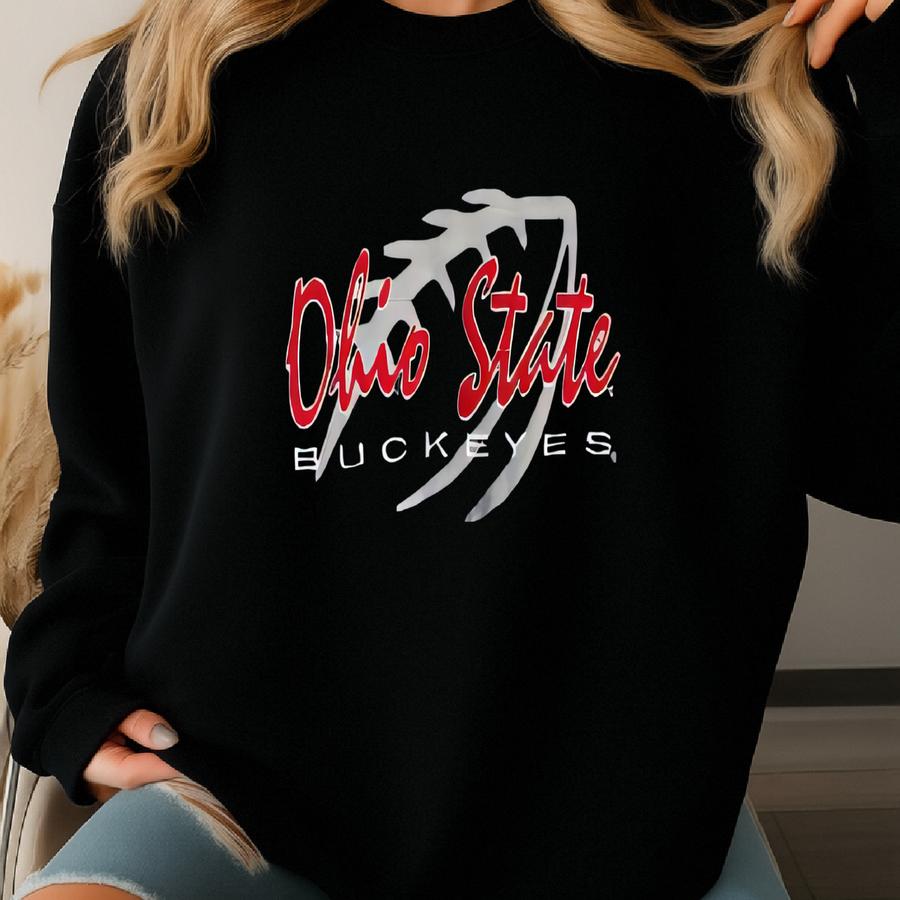 Vintage 90s Ohio State University Sweatshirt Crewneck Pullover Ohio State Buckeyes Logo Black  Sweatshirt