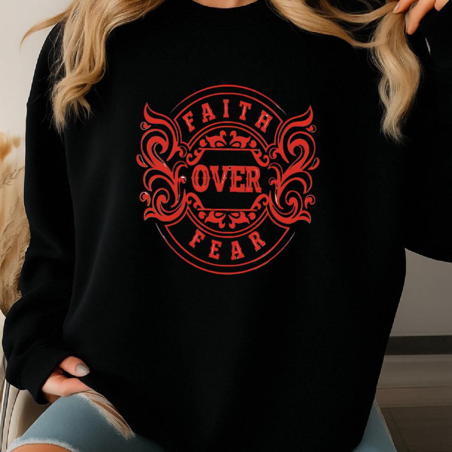 Faith Over Fear Christian Hoodie, Bible Verse Inspired Sweatshirt, Religious Faith Based, Spiritual Encouragement, Jesus Is King, Church Sweatshirt