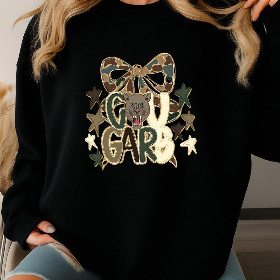 Cougars Mascot T-shirt: Vintage School Spirit Tee Sweatshirt