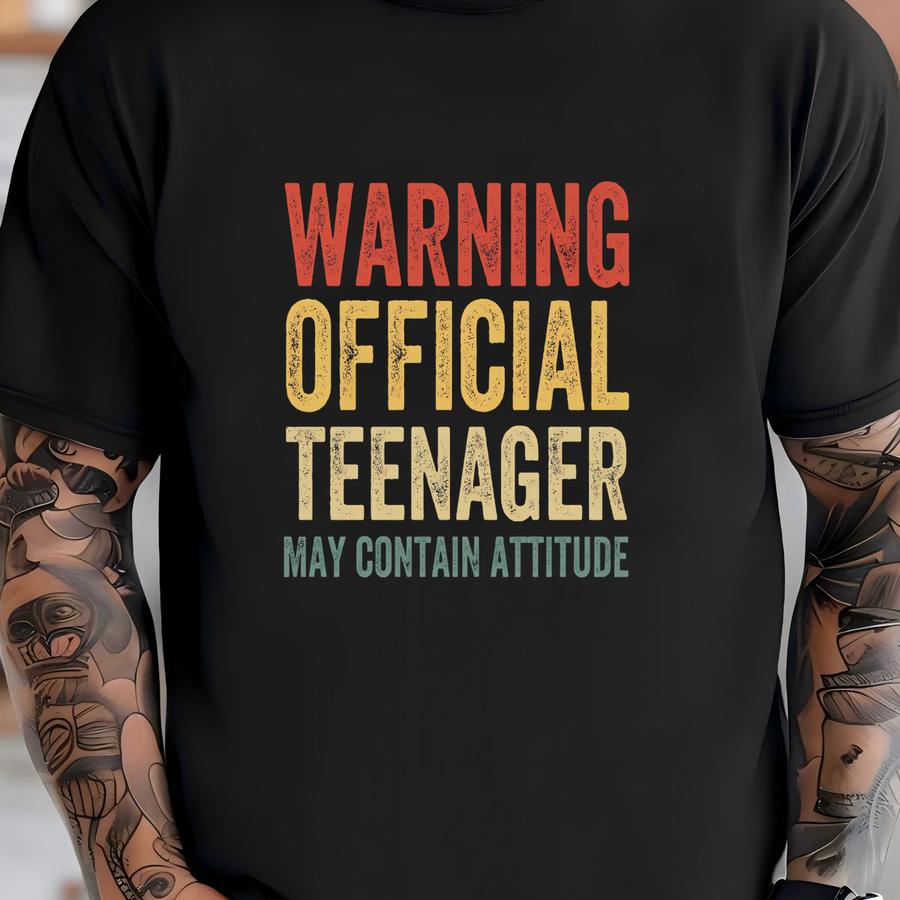Warning Official Teenager Hoodie | 13th Birthday Gift, Cool Gift For Teens, Funny Graphic Tee, Edgy Humor Shirt T-shirt