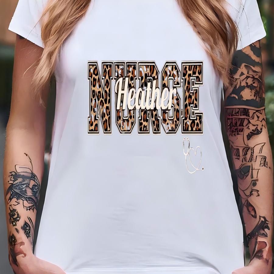 Personalized Registered Nurse Shirt | Custom Leopard Nurse Sweatshirt Hoodie | Gift For Nurse Tee T-shirt