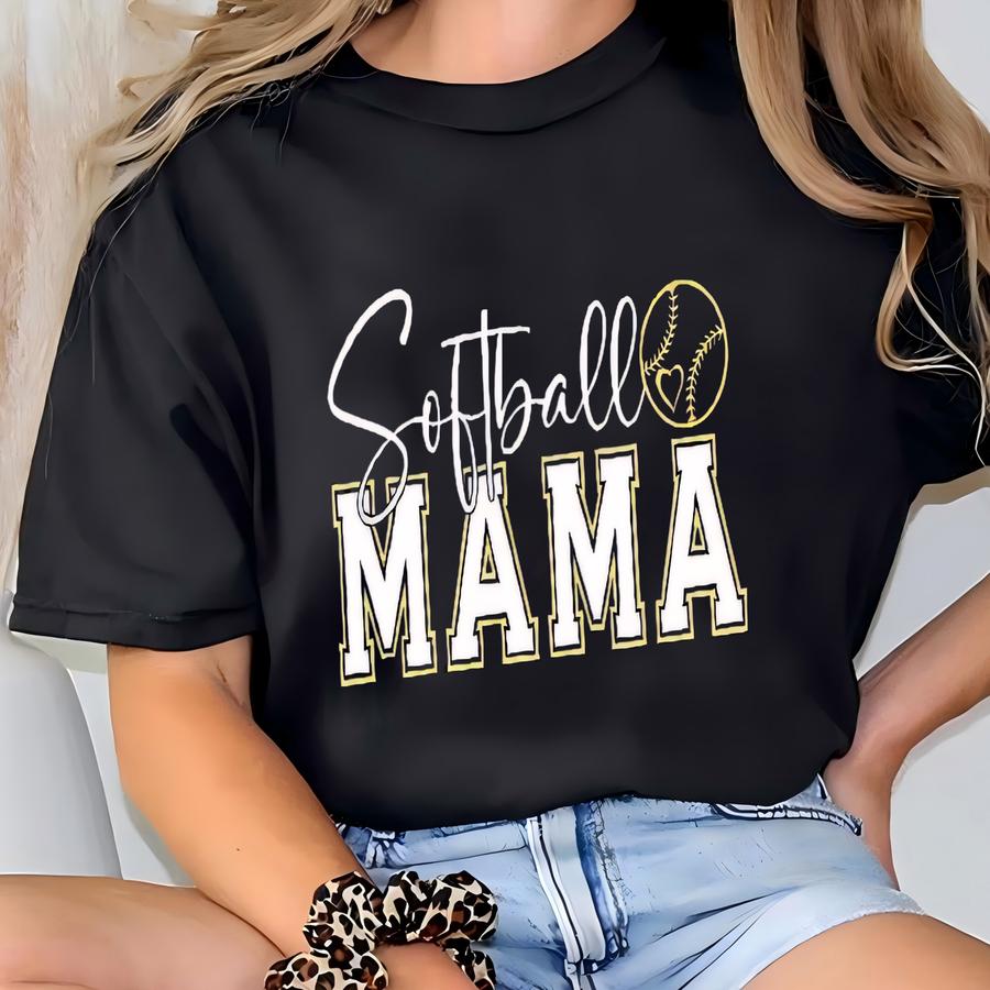 Personalized Softball Mama Racerback, Softball Mom Vneck Shirt With Kid Name And Number, Softball Sister Tee T-shirt