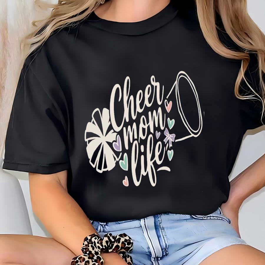 Cheer Mom Life Shirt Modern Silhouette Cheer Hoodie Pastel Minimalist Cheerleading Graphic Gift Cheer Mom T Shirt T-shirt