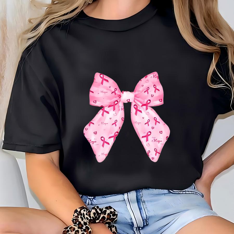 Breast Cancer Awareness Hat – Pink Ribbon Trucker Cap – Together We Fight Bow Design – October Fundraiser Hat For Women T-shirt