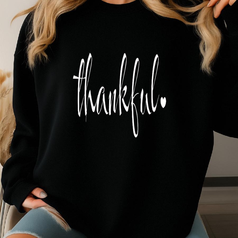 Thankful Unisex Garment-dyed Sweatshirt, Cozy Crewneck, Fall Fashion, Gratitude Gift, Thanksgiving Sweater, Casual Layering Sweatshirt