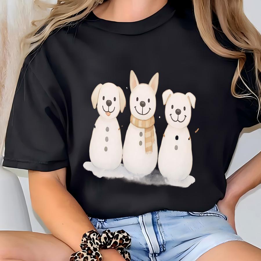 Snowman Dogs Hoodie, Snowy Christmas Dog Lover Tee, Winter Lover Crewneck, Gift For Friend T-shirt