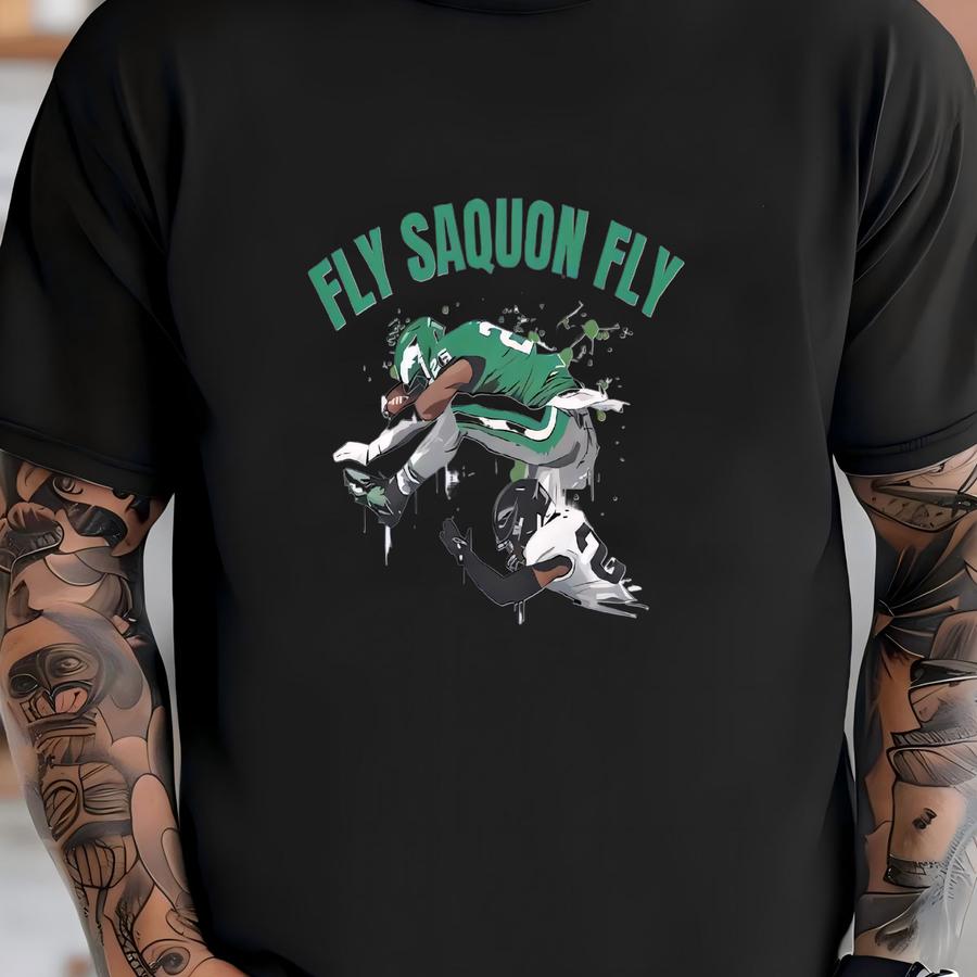 Youth Philadelphia Football Apparel, Boys Girls Tees, Sweatshirts, Hoodies, Gift For Sports Fan, Kids Gameday Gear, Fly Saquon T-shirt