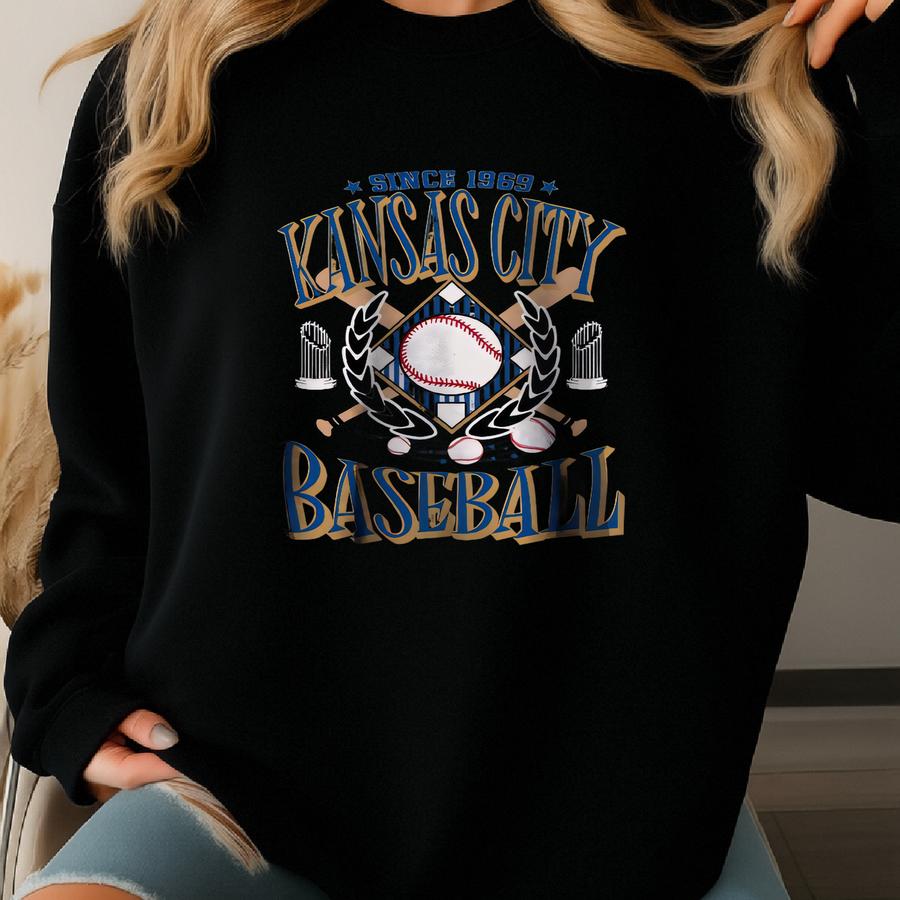 Kansas City Baseball Sweatshirt, Vintage Style Kansas City Baseball Crewneck, Retro Baseball Sweater, Kansas City Sports Fan Shirt Sweatshirt