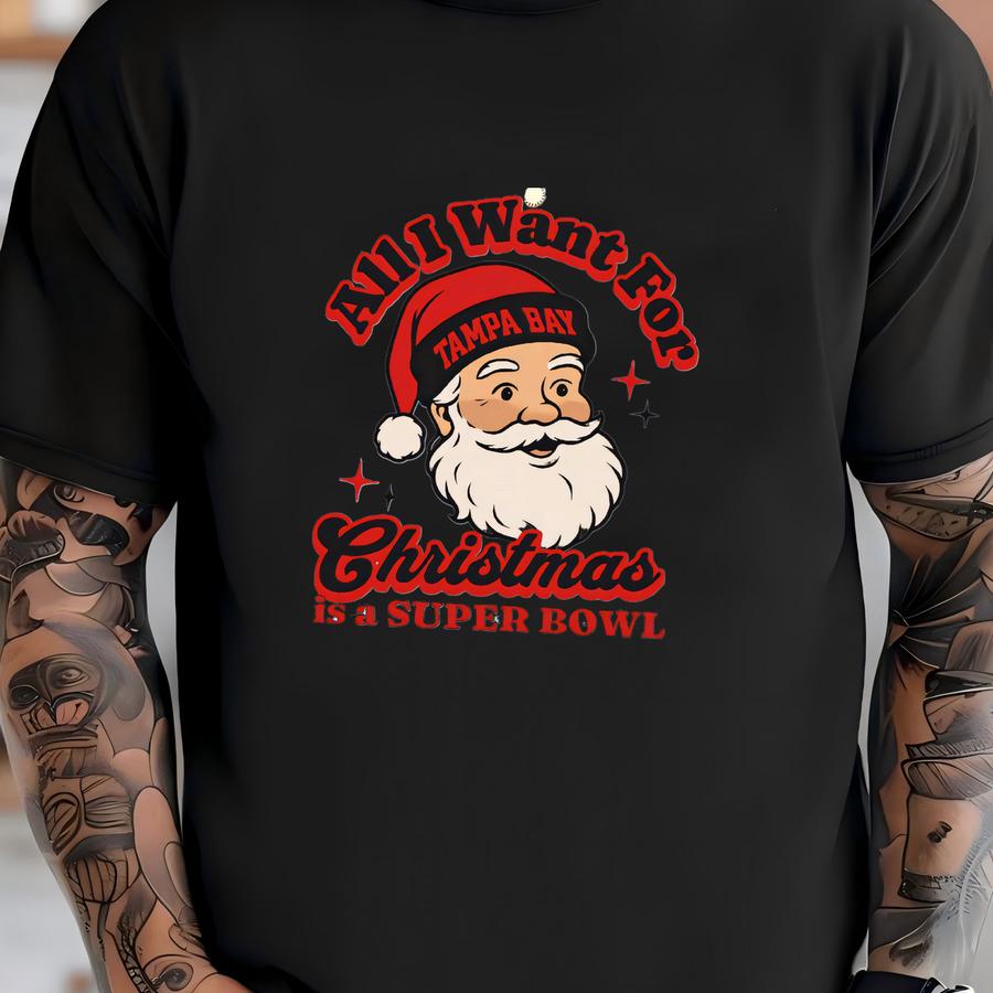 Tampa Bay Football Christmas Super Bowl Hoodie, Retro Buccaneer Football Tee, Holiday Football Fan Shirt, Festive Sports Apparel, Santa Tee T-shirt