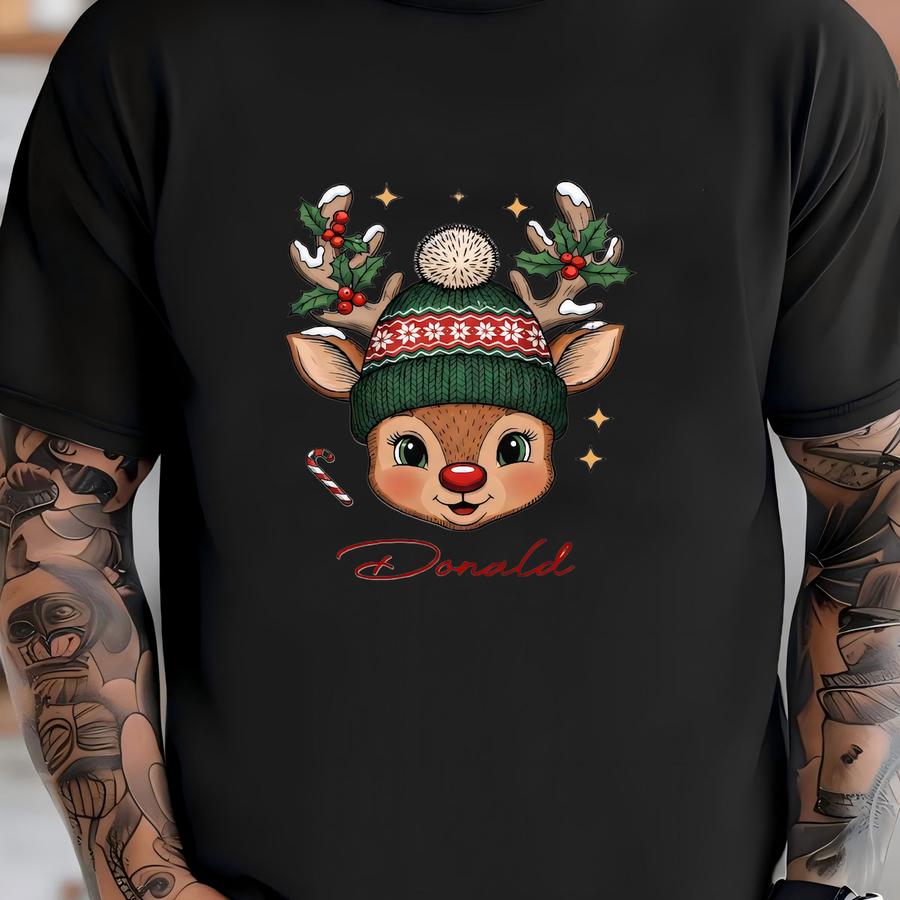 Custom Reindeer Toddler Sweatshirt, Custom Name Kids Hoodie, Custom Christmas Shirt, Christmas Reindeer Shirt, Christmas Toddler Shirt T-shirt