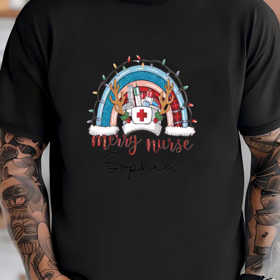 Custom Christmas Nurse Jute, Christmas Gift, Christmas Jute, Personalized Christmas Nurse, Nurse Gift, Xmas Gift,nurse Tee T-shirt