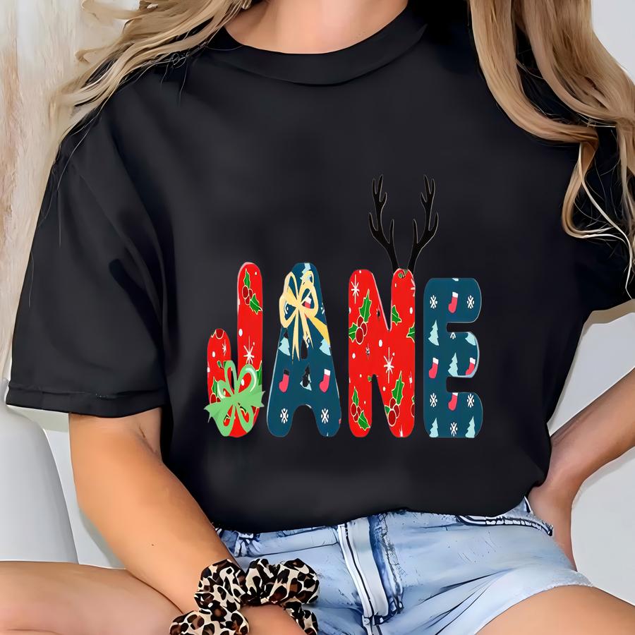 Personalized Family Christmas Sweatshirts, Matching Family Christmas Sweaters, Custom Name Christmas Shirt, Adult Unisex And Youth Christmas T-shirt