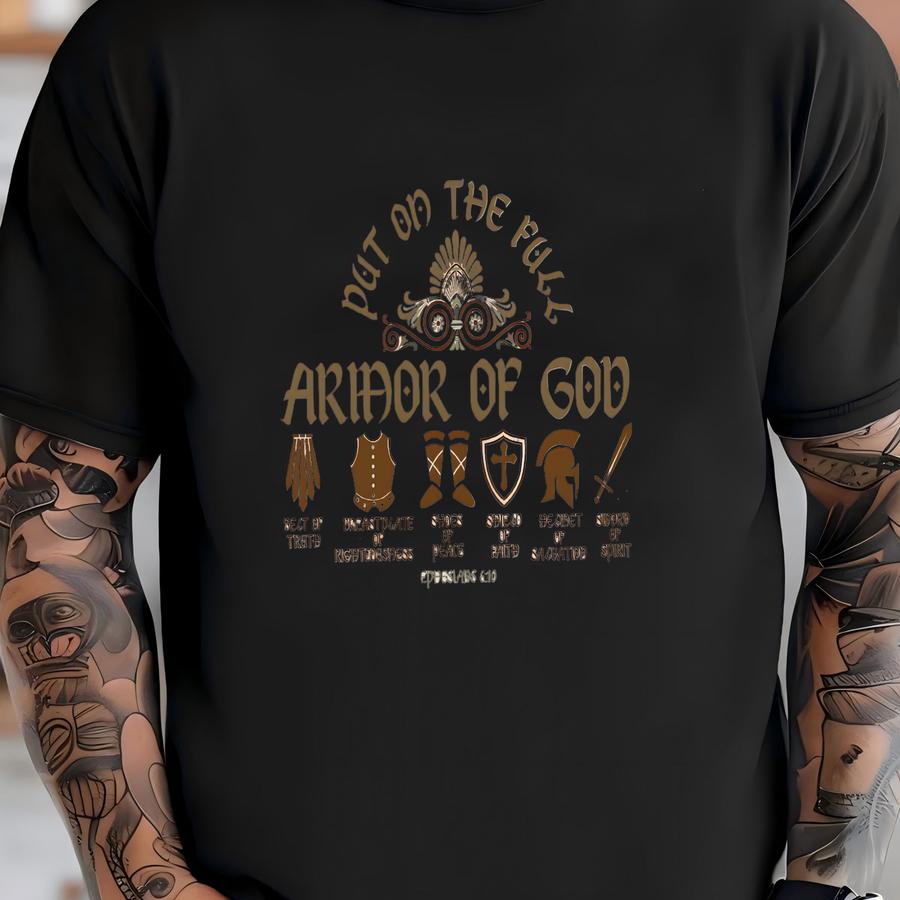 Armor Of God Hoodie; Religious Apparel, Bible Verse, Scripture, Spiritual Faith Based Religious God Aesthetic Hoodie Suit Of Armor Christian T-shirt