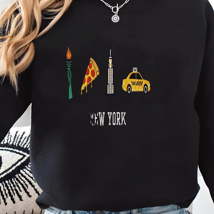 New York City Icons Sweatshirt | Nyc Crewneck | Yellow Taxi Statue Of Liberty Sweater | Cute Travel Souvenir Gift Sweatshirt New York City Icons Sweatshirt | Nyc Crewneck | Yellow Taxi Statue Of Liberty Sweater | Cute Travel Souvenir Gift Sweatshirt