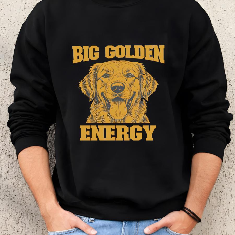 Golden Retriever Shirt | Golden Retriever Sweatshirt | Gift For Golden Lover | Hoodie For Men | Kids Big Golden Energy Tee Sweatshirt