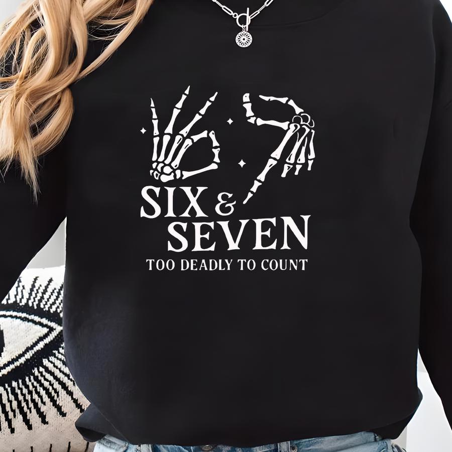 ® 6 7 Meme Shirt, Funny Skeleton Hands Tee, Halloween Couples Shirt, Shirt, Six Seven T-shirt, 67 Couples Tee Sweatshirt