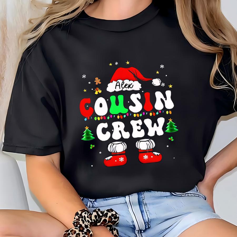 Cousin Crew Christmas Shirt, Family Matching Holiday Tee, Festive Santa Hat Xmas Shirt, Funny Holiday Cousin Crew T Shirt, Christmas Gift T-shirt