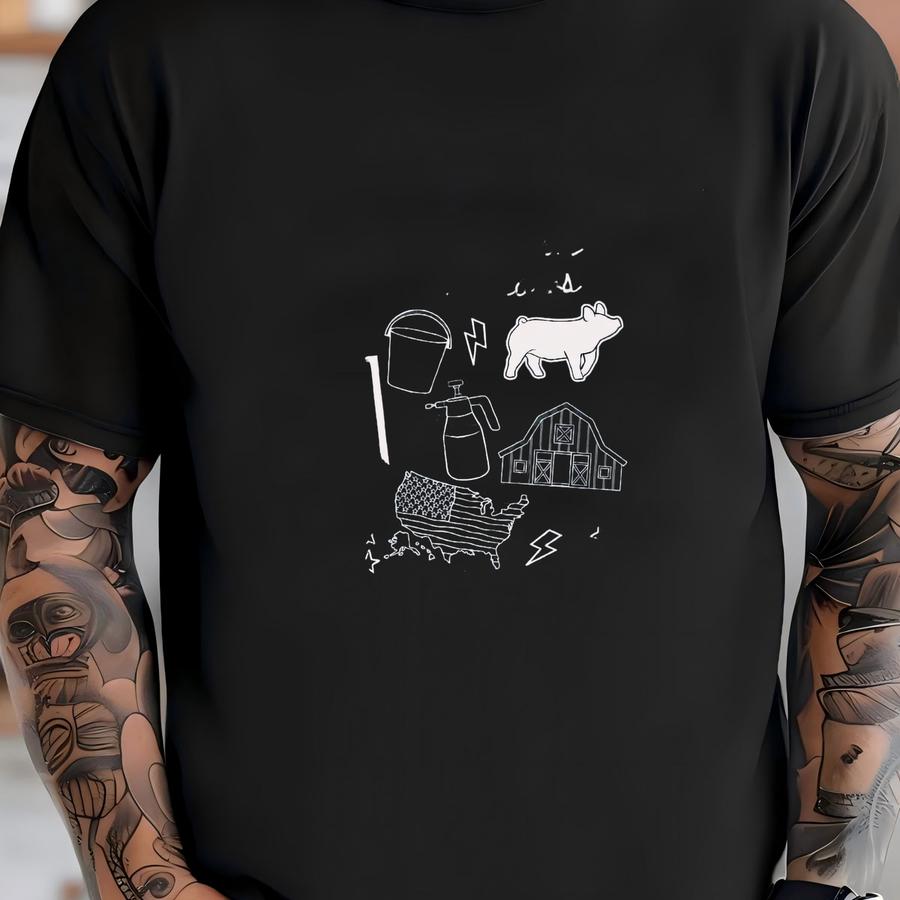 Stock Show Pig Vintage Tee Vintage: Show Swine Coquette Shirt, Market Hog Collage Gift For County Fair Kid T-shirt