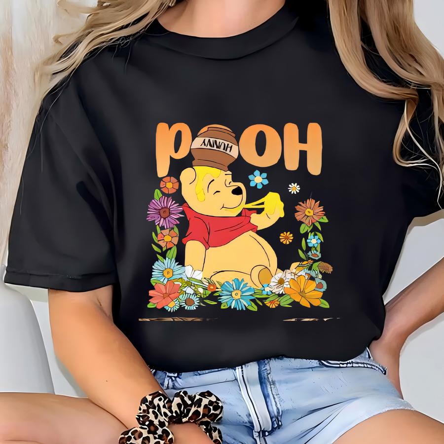 Characters Hoodie, Pooh Eeyore Piglet Tigger Floral Shirt,  Family Friends Tee,tsf257 T-shirt
