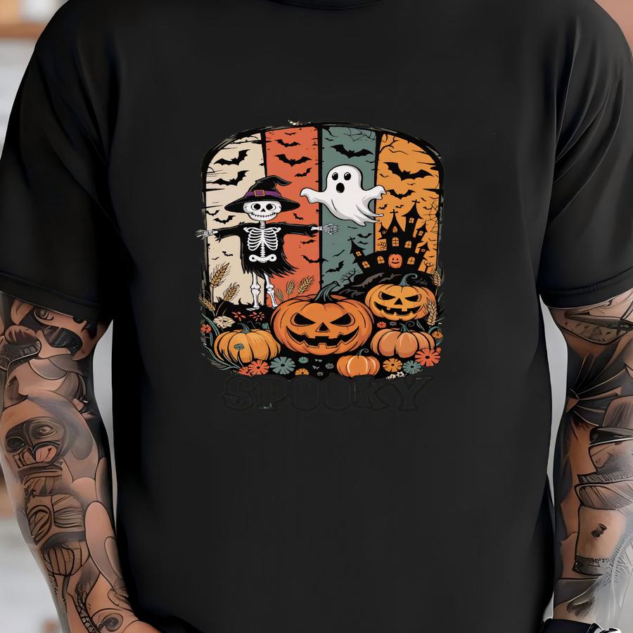 Spooky Gildan Heavyweight Sweatshirt, Cute Halloween Tee, Football Season, Unisex Shirte Aesthetic Thanksgiving Plus Sizes Shirt S-5xl T-shirt