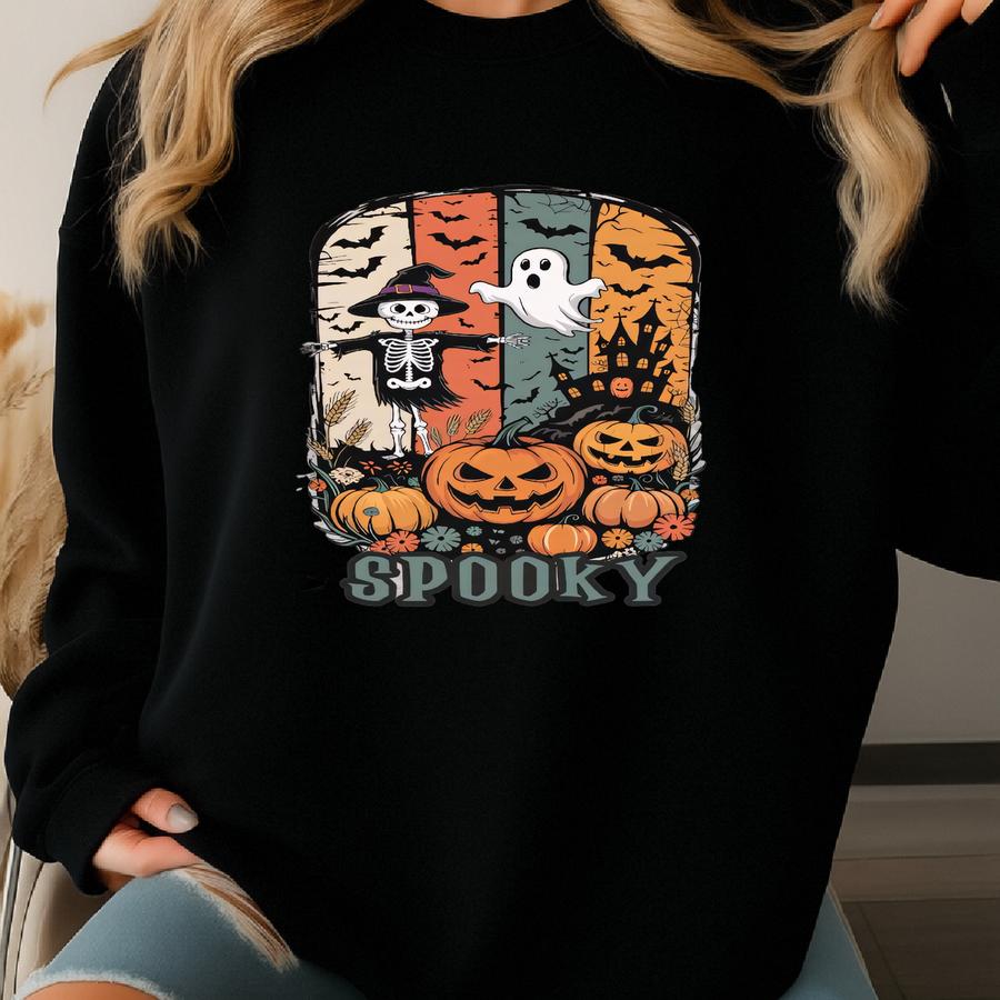 Plus Size Spooky Gildan Heavyweight Sweatshirt, Cute Halloween Tee, Football Season, Unisex Shirte Aesthetic Thanksgiving Shirt S-5xl Sweatshirt