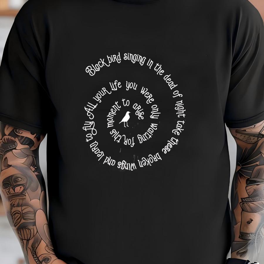 ® Blackbird Singing In The Night Shirt, Beatles Lyrics Tee, Gift For Music Lovers, Women's Music Shirt, Rock Concert Shirt T-shirt
