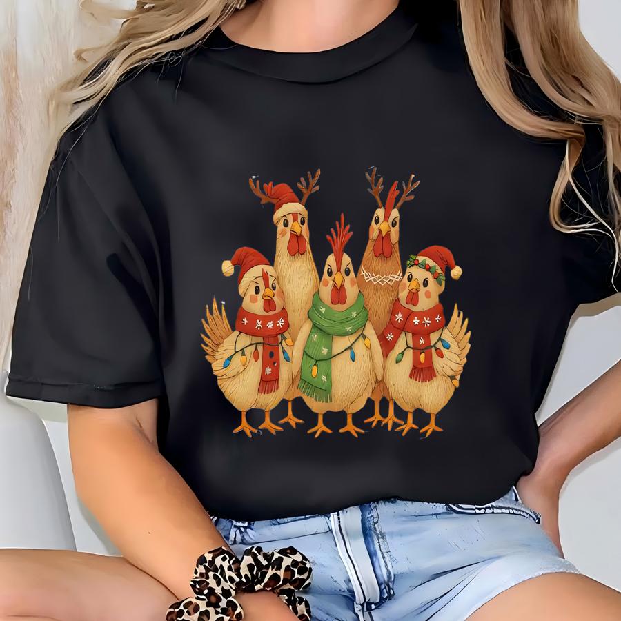 Funny Christmas Chicken Sweatshirt: Look Holiday Pullover T-shirt