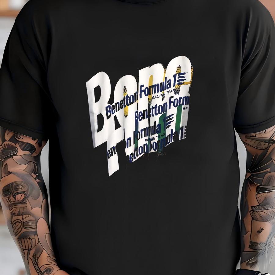 Vintage United Colors Of Benetton Blue Sweatshirt Large Benetton Formula 1 Big Logo Spell Out Sweater Benetton F1 Racing Team Jumper Size L T-shirt