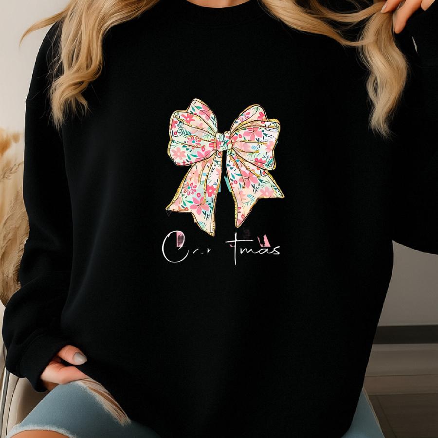 Merry Christmas T-shirt, Xmas coquette shirt, Coquette Christmas Tee, Christmas Shirt, Funny Christmas Shirt, Cute Christmas Floral Tee Sweatshirt