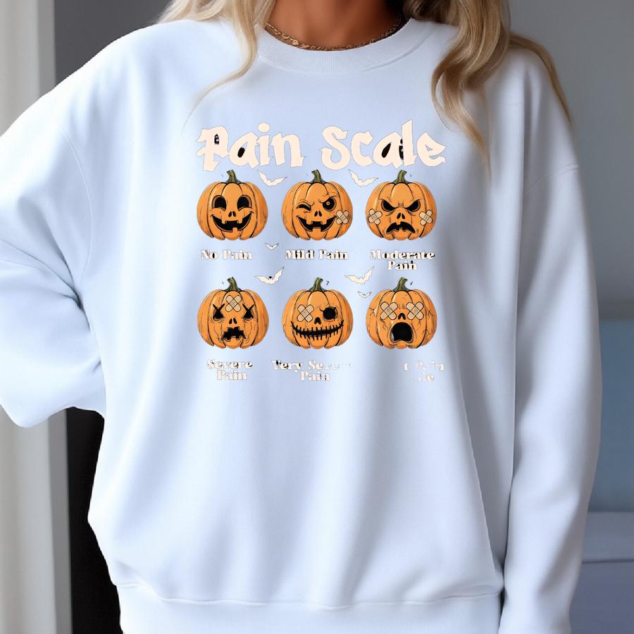 Halloween Nurse Shirt, Pain Scale Fall Pumpkin Nurse T-shirt, Rn Halloween Shirt, Pediatric Nurse Spooky Tee, Nicu Nurse Halloween Sweater Sweatshirt Halloween Nurse Shirt, Pain Scale Fall Pumpkin Nurse T-shirt, Rn Halloween Shirt, Pediatric Nurse Spooky Tee, Nicu Nurse Halloween Sweater Sweatshirt