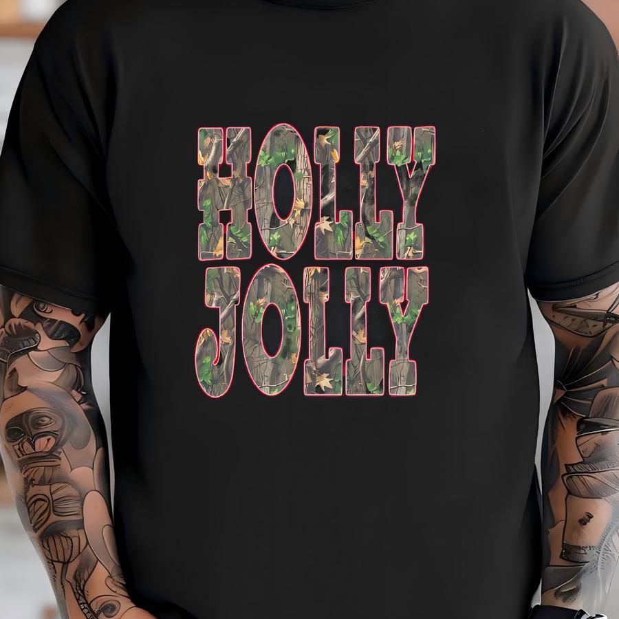 Christmas Shirt: Holly Jolly Camo Christmas T-shirt