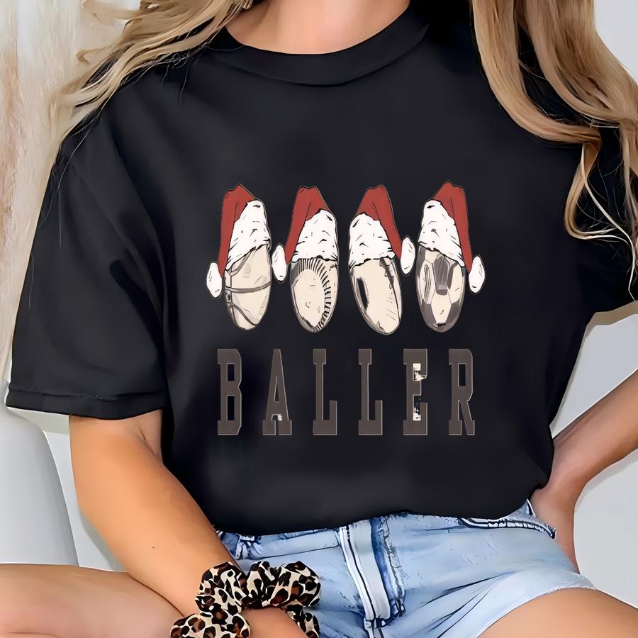 Baller Christmas Shirt For Boy Christmas Sweatshirt Funny Christmas Long Sve Tee For Toddler Christmas Shirt Santa's Favorite T-shirt