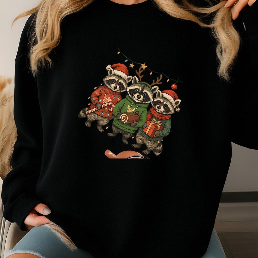 Santa Racoon Shirt, Christmas Racoon Sweatshirt, Funny Christmas Animal Shirt, Merry Christmas Sweatshirt, Christmas Gifts, Racoon Sweater Sweatshirt