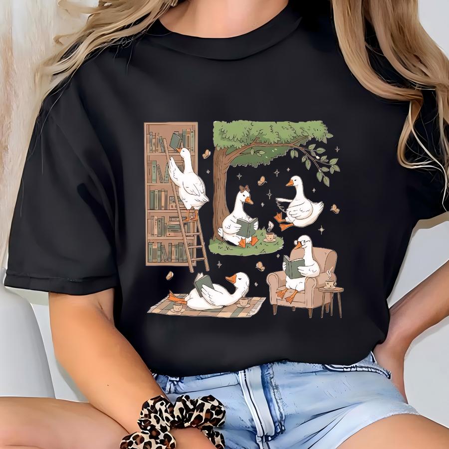 ® Just A Bookish Goose Hoodie, Reading Club Shirt, Booktrovert Tshirt, Bookworm Tee, Library Lover, Graphic Bookclub Gift T-shirt