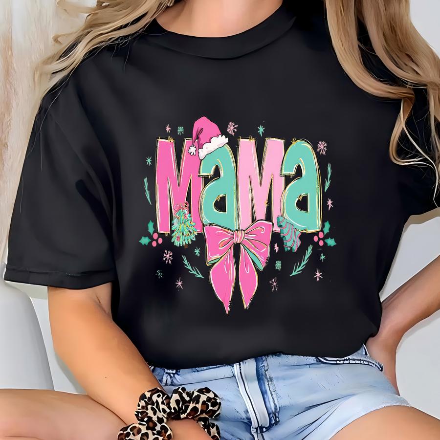 Christmas Mama Coquette Sweatshirt: Doodles Xmas Shirt Gift T-shirt